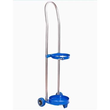 Imagem de Carrinho de suporte de tanque de oxigênio, carrinho de cilindro de gás de aço inoxidável com rodas, carrinho de mão multifuncional para hospitais e clínicas, caminhão de carrinho de oxigênio de 80 cm