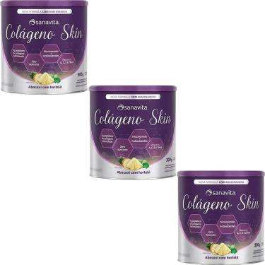Imagem de Kit 3X Colágeno Skin - 300g Abacaxi com Hortelã - Sanavita-Masculino