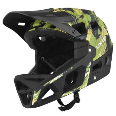Imagem de Aomiun Capacete de bicicleta adulto, capacete completo para mountain bike, capacetes leves ajustáveis com viseira removível e protetor de queixo, capacetes de ciclismo confortáveis para homens e
