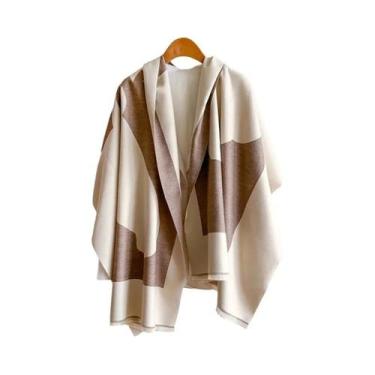 Imagem de Cachecol Feminino Grosso E Quente De Caxemira Pashmina Dupla Face Para