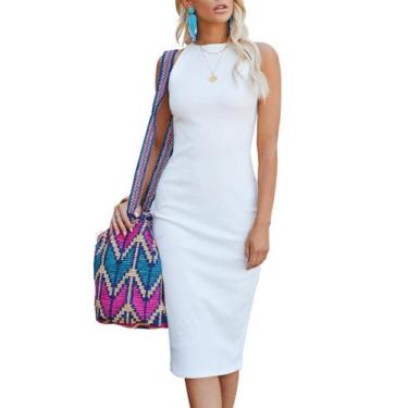 Imagem de Vestido Bodycon Midi Regata Branco PRETTYGARDEN Tam S