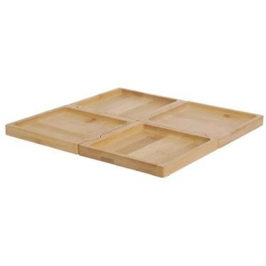 Imagem de Petisqueira Quadrada Desmontável Em Bambu 4 Peças Tábua Frios - Hauskr