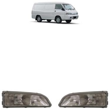 Imagem de Farol Dianteiro H100 1995 1996 1997 Máscara Cromada Lente Estriada Vid