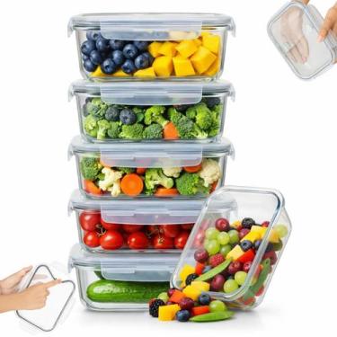 Imagem de Kit 5 Potes Herméticos Vidro Borossilicato 370ml Yab BPA Free Tampa 4 