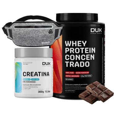 Imagem de Kit Performance Pochete Corrida Ajustavel + Creatina 300g + Whey 900g Sabores Dux Human Health-Unissex