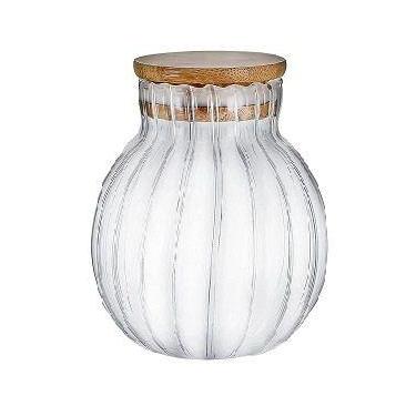 Imagem de Pote Vidro 1L 8,5x16,5cm Tampa Bambu - FU XING