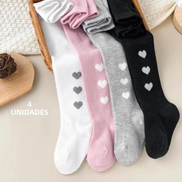 Imagem de Meias Leggings De Espessura Média Para Meninas, 4 Peças, Para Uso Diár