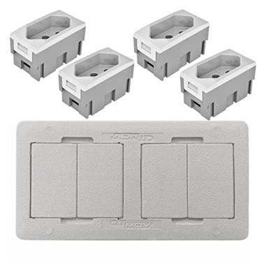 Imagem de Caixa Elétrica 4 Blocos para Mesa Móveis 4 Tomadas 10A Qtmov (Branco)