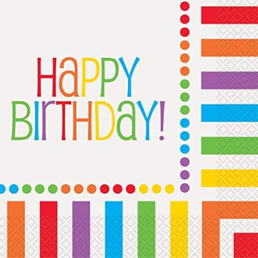 Imagem de Guardanapos de almoço de aniversário arco-íris - 16 unidades, design elegante e vibrante, guardanapos de papel premium para festas e eventos