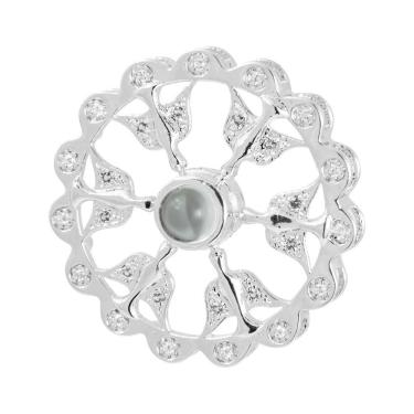 Imagem de Pingente Prata c/ Ródio Negro Neo Crystal 6 Espirito Santo com Zircônias Brancas 30mm com Oração