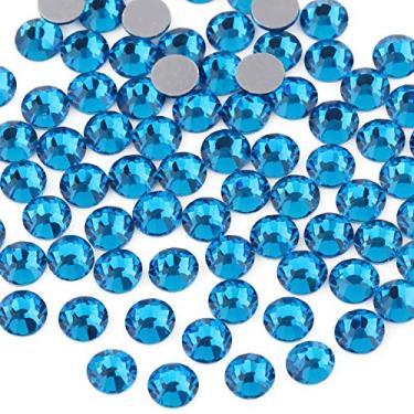 Imagem de Beadsland 1440pcs Strass de cristal plano traseiro joias redondas para arte de unhas e correção de cola artesanal, azul Capri (SS16 (3,8-4,0 mm))