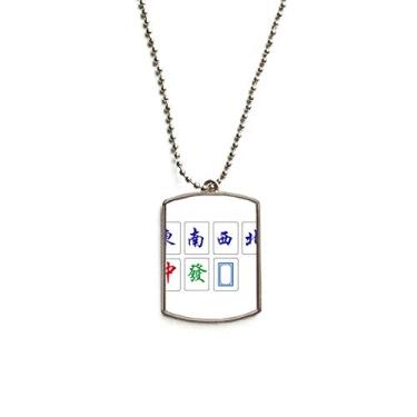 Imagem de Colar de aço inoxidável com pingente de identificação de cachorro para animais de estimação jogo Mahjong da cultura chinesa