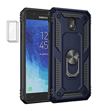 Imagem de Capa para Samsung Galaxy J3 2018 Capinha com protetor de tela de vidro temperado [2 Pack], Case para telefone de proteção militar com suporte para Samsung Galaxy J3 2018 (Azul)