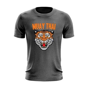 Imagem de Camiseta Shap Life Tigre Muay Thai Academia Treino Luta Cor:Chumbo;Tamanho:GG