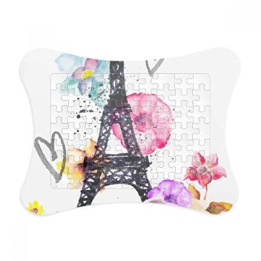 Imagem de Moldura de quebra-cabeça da França em forma de coração Torre Eiffel, enfeite de quebra-cabeça