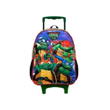 Bolsa Mochila Tartarugas Ninja Escolar Passeio Infantil Desenho (Preto)