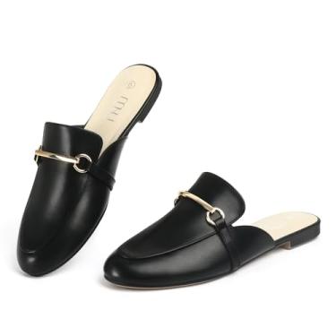 Imagem de MUSSHOE Mules para mulheres, mocassins sem cadarço, bico fino, mules femininos, mocassins planos para mulheres, mules femininas, Poliuretano preto, 10