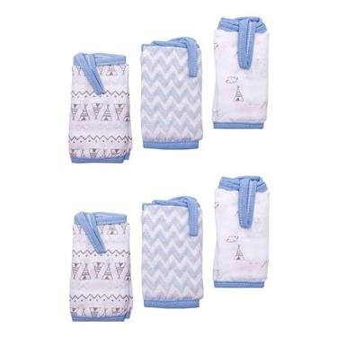 Imagem de Toalhinha De Boca Com Prendedor Chupeta Menino Kit 6 Und Enxoval Bebê Menino Azul