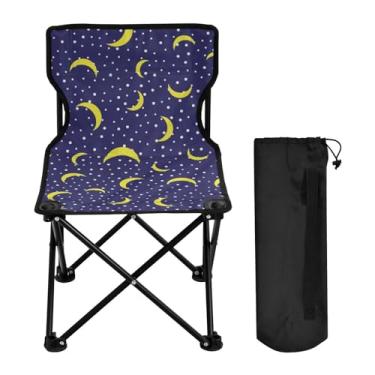 Imagem de Cadeiras de acampamento dobráveis para adultos, cadeira dobrável com padrão crescente, cadeira ultraleve com bolsa de transporte, cadeira de gramado para viagens de acampamento