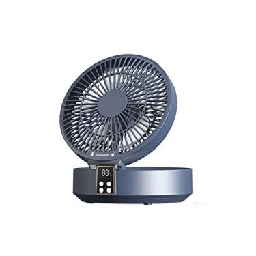 Imagem de Baglaum Ventilador de refrigeração de ar circulante sem fio de controle remoto com luz LED Ventilador elétrico dobrável de parede Ventilador de mesa azul