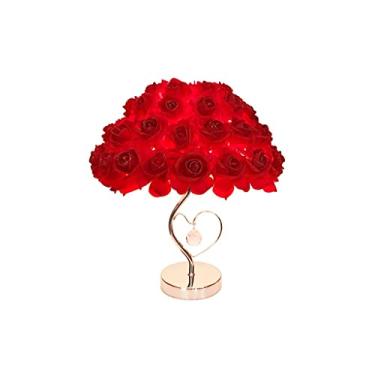 Imagem de Luminária de mesa com flor de rosa, luminária de mesa para decoração de casa com corpo de lâmpada de cristal amor, luminária de cabeceira para quarto feminino e adolescente Warm as ever