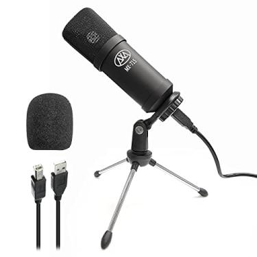 Imagem de AxcessAbles Microfone condensador vocal USB com cabo de 1,7 m, suporte para microfone de mesa e filtro pop | Microfone para canto, gravação de estúdio, podcast, karaokê | AxcessAbles MX-715