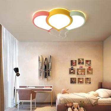 Imagem de Lâmpada de teto infantil criativa balão luz de teto 36W moderna regulável com controle remoto lâmpada de teto de quarto de menino menina LED luz de teto embutida sala de jantar