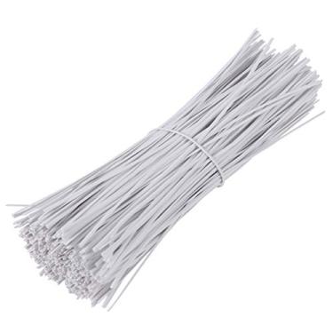 Imagem de Laço de torção revestido de plástico de 1000 peças de 6 polegadas para plantas Treliça de videira Laços de arame brancos Laços de torção brancos para sacos de doces de pão Organizador de braçadeira (b
