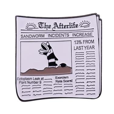 Imagem de Afterlife Newspaper Sandworm Incidents Beetlejuice Comedy Movie Broche esmaltado de 3,8 cm, 1.5 Inches, Esmalte, Esmalte