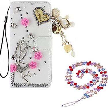 Imagem de Capa para Samsung Galaxy M22, capa protetora de couro brilhante e alça de pescoço [suporte] [compartimentos para cartões] [fecho magnético] para Samsung Galaxy F22 (# 22)