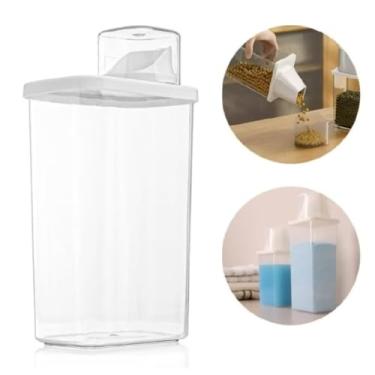 Imagem de Dispenser Pote Multiuso com Copo Medidor Cozinha Lavanderia Alimentos Sabão Grãos Ração (950ml)