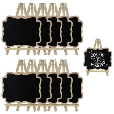 Imagem de 10 Lousa Quadro Decorativo Com Tripé para Recados 35x30cm - Brafesty