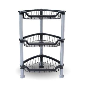 Imagem de Fruteira de Chão Plástica de Canto Suporte 3 Cesto Organizador Multius