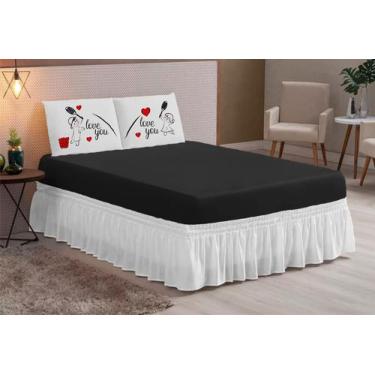 Imagem de Jogo De Lençol Casal Queen 03 Peças Love You preto e branco - nosso la