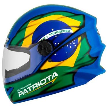 Imagem de Capacete Moto Fechado R8 Patriota Viseira Cristal Inmetro Tamanho 58 -