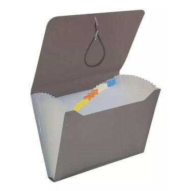 Imagem de Pasta Sanfonada Pequena Plástica Duplicata 12 Divisórias Tamanho 19x24