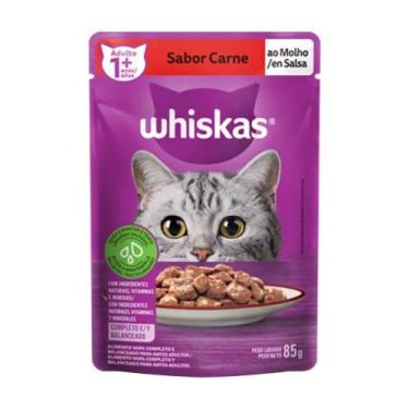 Imagem de Ração para Gato Whiskas Adulto Sachê Carne 85g - Embalagem com 20 Unid