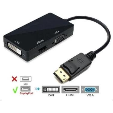 Imagem de Adaptador Conversor 3 Em 1 Display Port Para Dvi Hdmi Vga. - Nova Voo