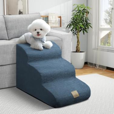 Imagem de MESTUEL Escadas De Cachorro Para Cães Pequenos, Escadas De Cachorro Para Sofá-Cama, Rampa De Escadas Para Animais De Estimação De 3 Degraus Com Espuma De Alta Densidade E Fundo Antiderrapante, Escada