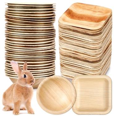 Imagem de LOYIM Conjunto de 50 tigelas descartáveis de folha de palmeira para coelhinhos de 10 cm, tigelas de festa de bambu resistentes decorativas compostáveis para aniversário, churrasco, piquenique,
