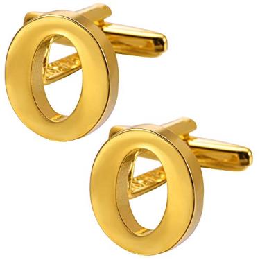 Imagem de Abotoaduras HAWSON masculinas banhadas a ouro para negócios, acessório de camisa de casamento Dourado
