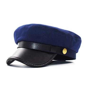 Imagem de Chapéu de motorista clássico para homens e mulheres, unissex, chapéu de capitão marinheiro, boné de jornaleiro, chapéus de fantasia, Azul, tamanho �nico
