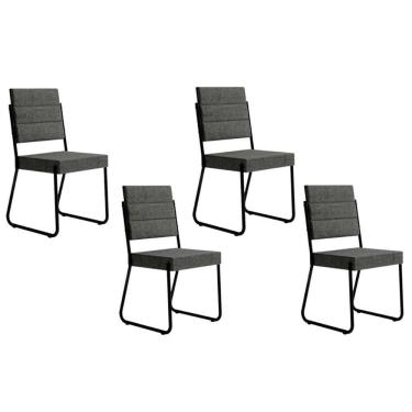 Imagem de Kit 4 Cadeiras Sala Jantar 1736 4 Uni Preto/Grafite - Preto - Carraro