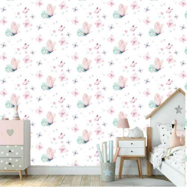 Imagem de Papel De Parede Adesivo Lavável Borboletas Aquarelas Coloridas - Banne