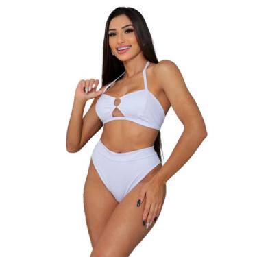 Imagem de Biquíni Cintura Alta Liso Preto Hotpant Bikini Feminino Moda Praia - M