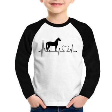 Imagem de Camiseta Raglan Infantil Cavalo Batimentos Cardíacos Manga Longa - Foc
