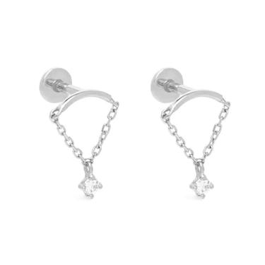 Imagem de CZ Brincos minúsculos de hélice cúbica de zircônia cúbica de 18 g para cartilagem de corrente de franja, piercing de lábio tragus, medusa, Small, Cobre, Zircônia cúbica