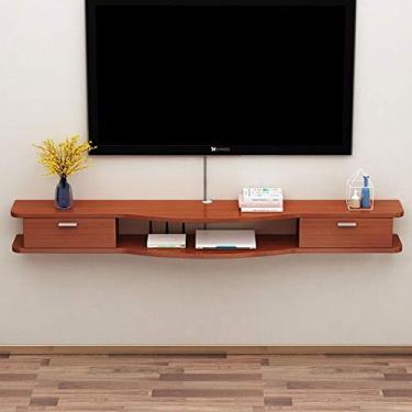 Imagem de Prateleira de TV montada na parede, prateleira flutuante, set-top box, roteador, caixa de céu, organizador de brinquedos, armário de armazenamento, fundo de TV, decoração de parede, prateleira, TV