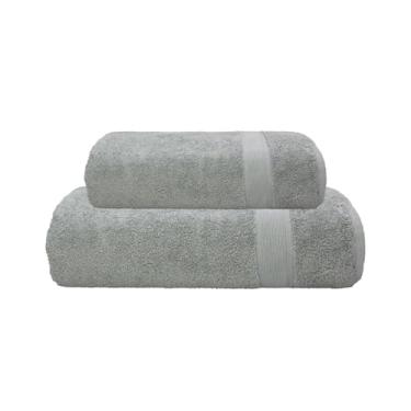 Imagem de Kit Jogo Toalhas Banho e Rosto, 02 Pe�as, �cone - Camesa, 100% Algod�o Premium, Alta Absor��o, Toque Extra Macio Luxo, 500 g/m� - ALTIHAUS (Cinza)