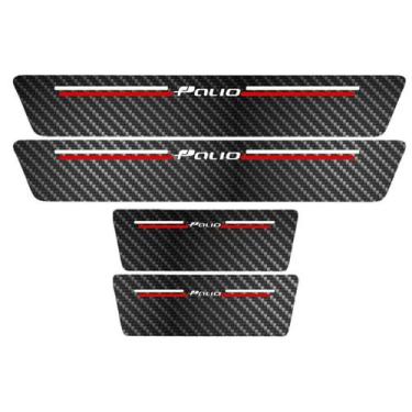 Imagem de Kit Soleira Protetora Porta Premium Red Carbono Palio - Jhow Adesivos